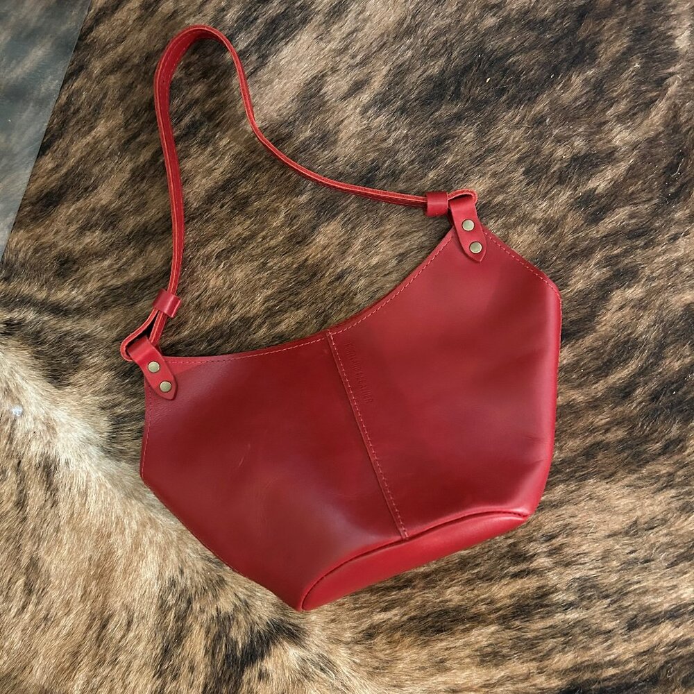 Portland Leather Goods Small Kangaroo Shoulder Bag, Ruby BNNU